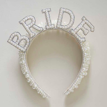 Pearl Embellished Bride Headband Crown