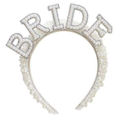 Pearl Embellished Bride Headband Crown