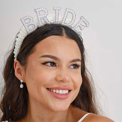 Pearl Embellished Bride Headband Crown