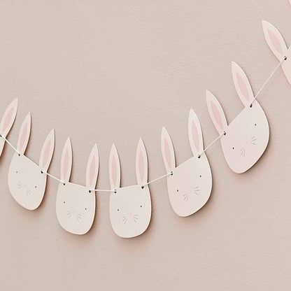 Pink & White Easter Bunny Face Bunting