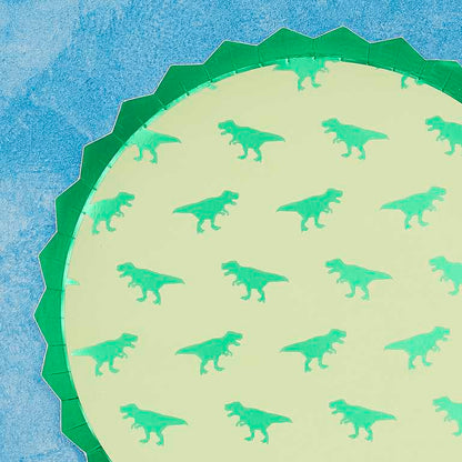 Roar Green Dinosaur Dino Paper Party Plates Pk 8