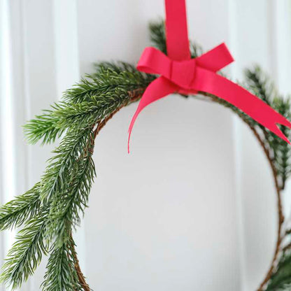 Mini Hanging Christmas Wreaths with Red RIbbons