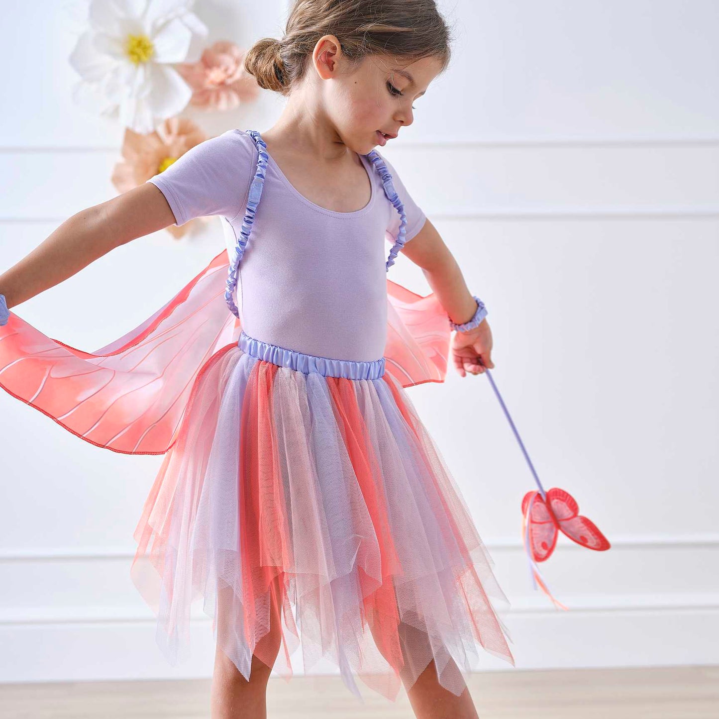 Red & Lilac Kids Butterfly Costume Tutu Skirt