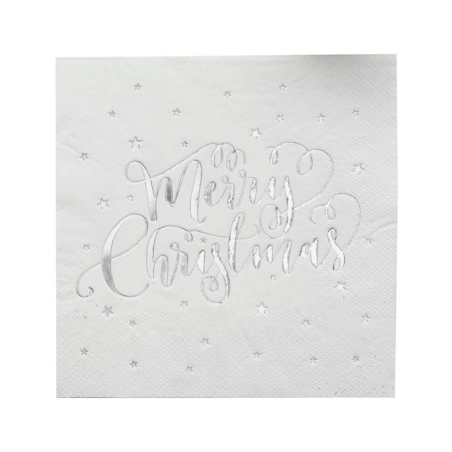 Silver Merry Christmas Paper Party Napkins Serviettes