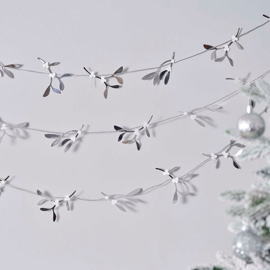 Silver Mistletoe Christmas Garland Bunting Decoration