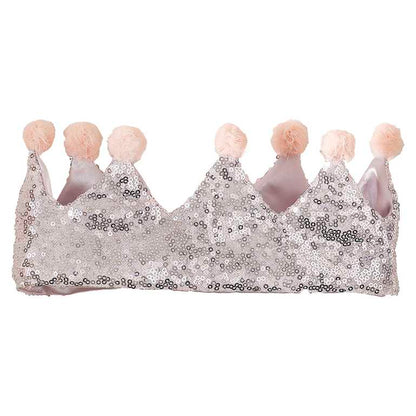 Silver Sequin Pom Pom Kids Princess Headband Crown