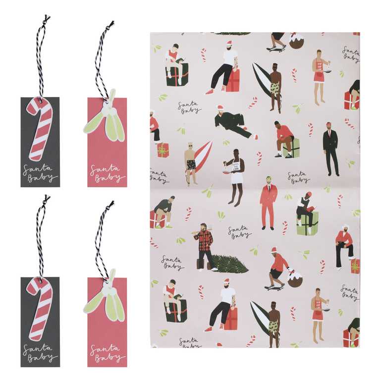 Christmas Santa baby wrapping paper gift wrap