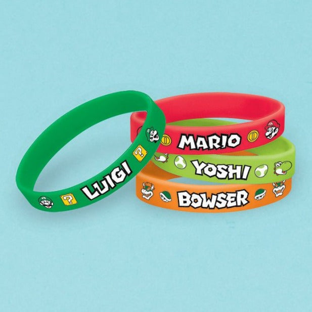 Super Mario Brothers Characters Rubber Wristband Party Bag Gifts Pk 6