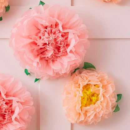 Let's Par Tea Flower Tissue Paper Pom Poms