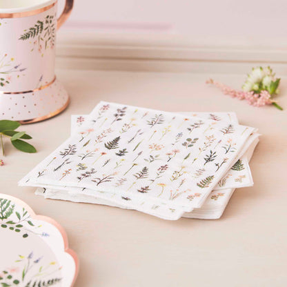 Let's Par Tea Floral Paper Party Napkin Serviettes