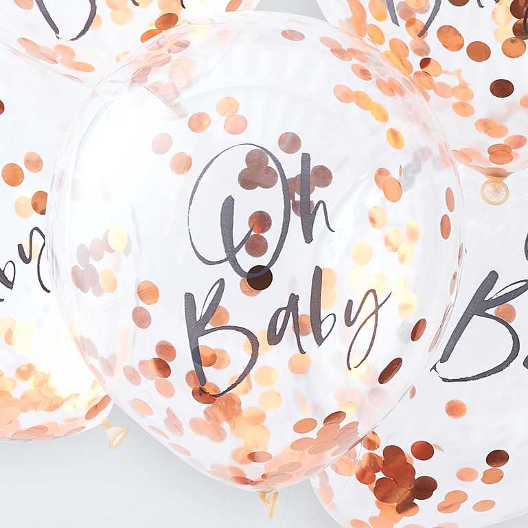 Oh Baby Rose Gold Gender Reveal Baby Shower Balloons