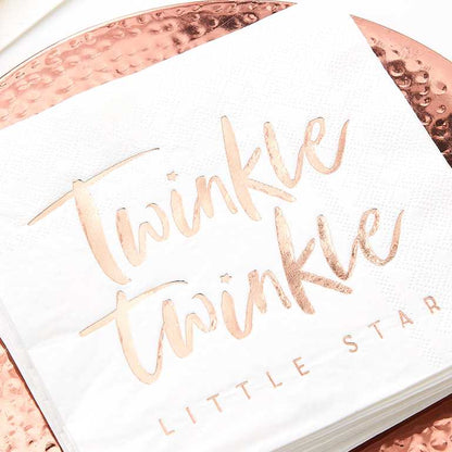 Twinkle Twinkle Little Star Baby Shower Rose Gold Napkin Serviettes