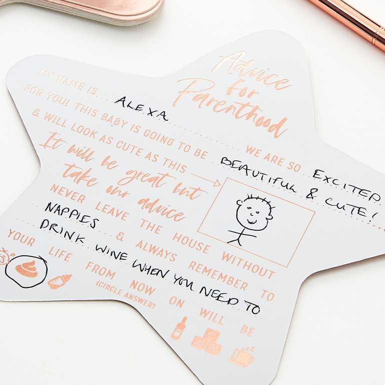 Twinkle Twinkle Little Star Advice for the Parents Cards Rose Gold