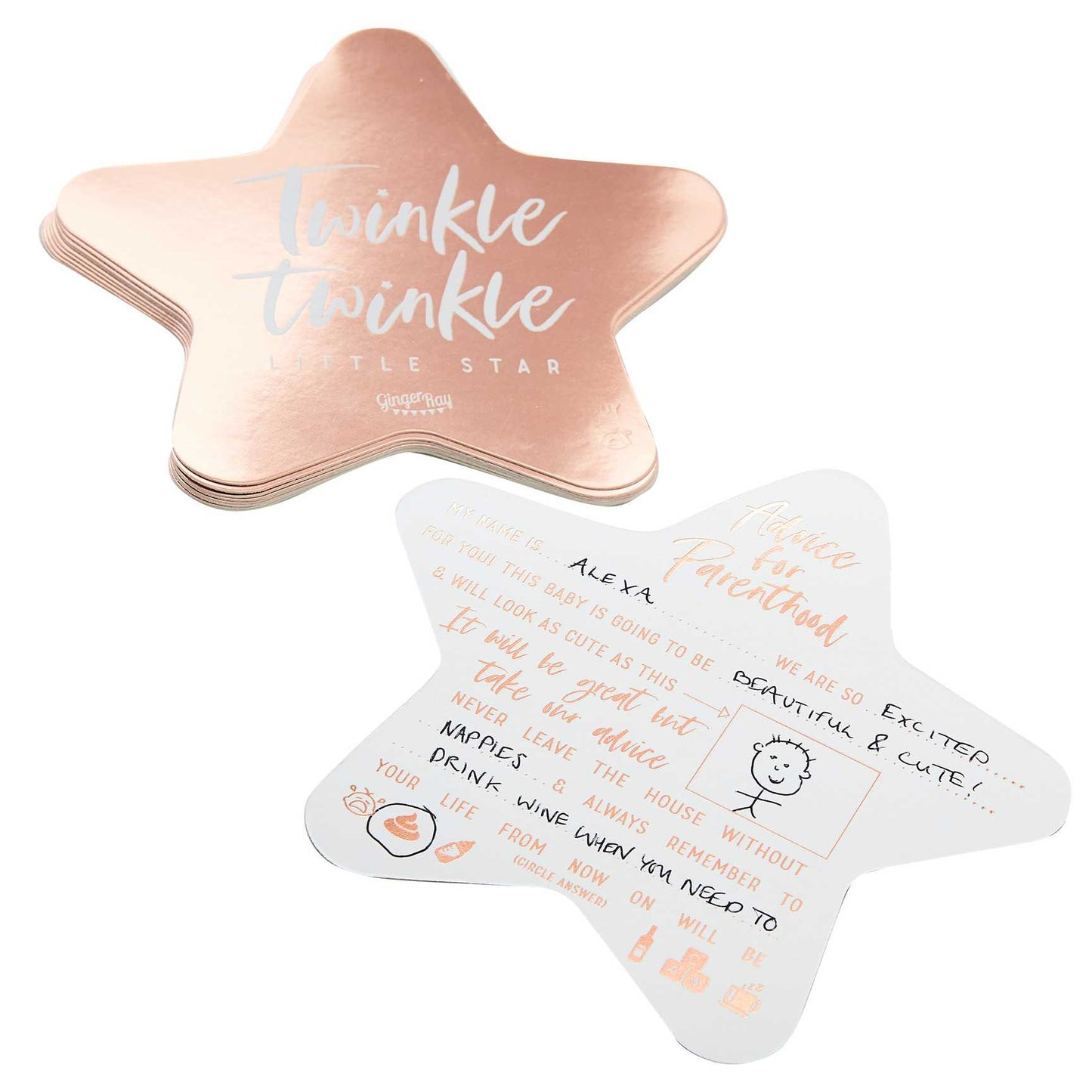 Twinkle Twinkle Little Star Advice for the Parents Cards Rose Gold