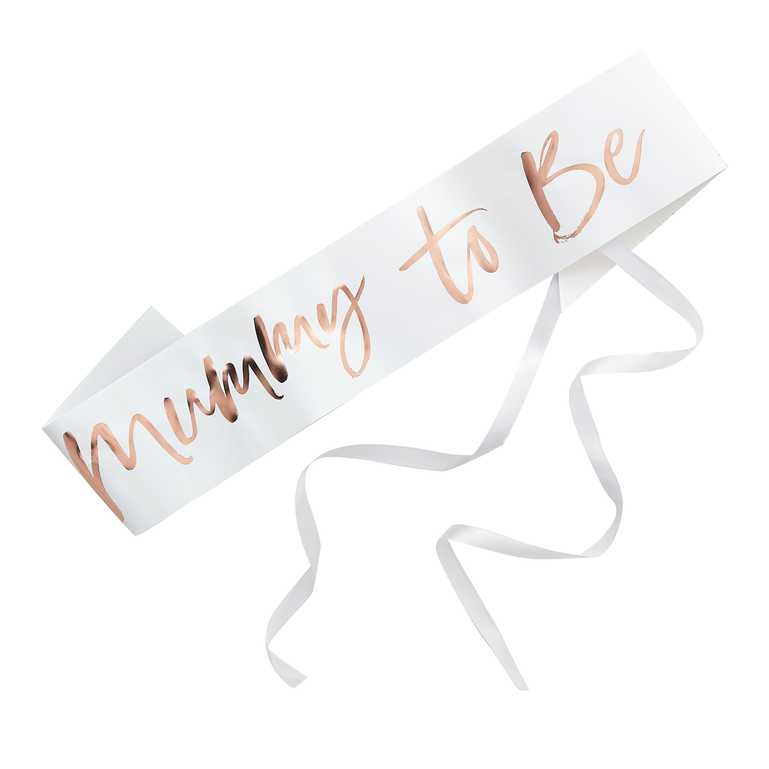 Mummy To Be White Rose Gold Baby Shower Gender Reveal Sash