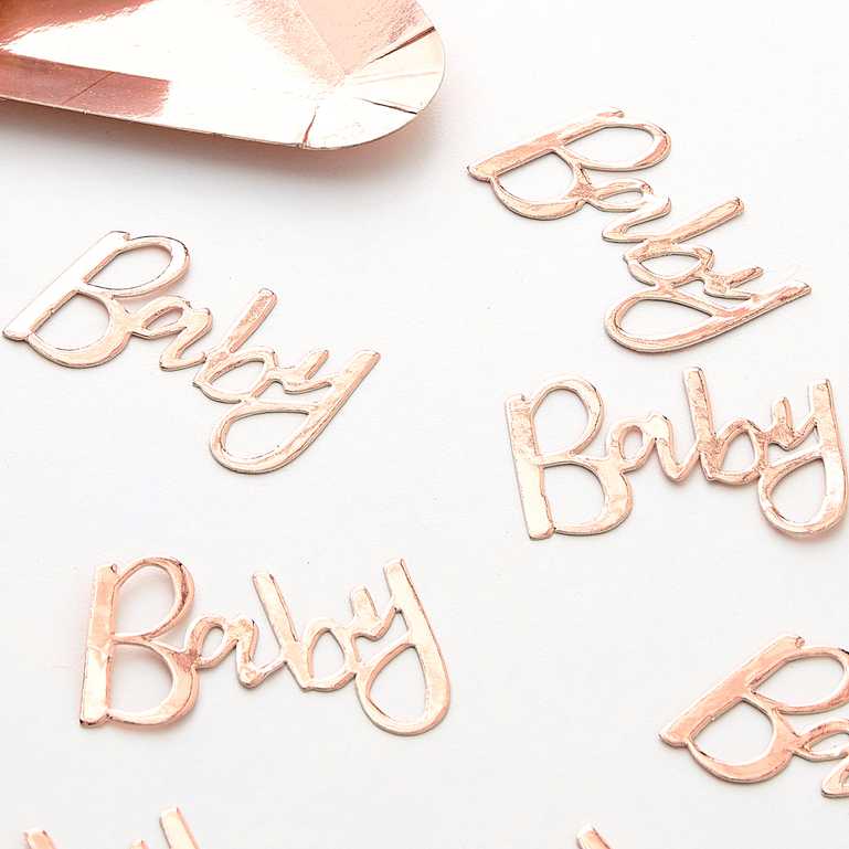 baby shower gender reveal rose gold table scatter confetti party decoration