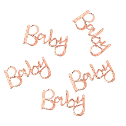 baby shower gender reveal rose gold table scatter confetti party decoration