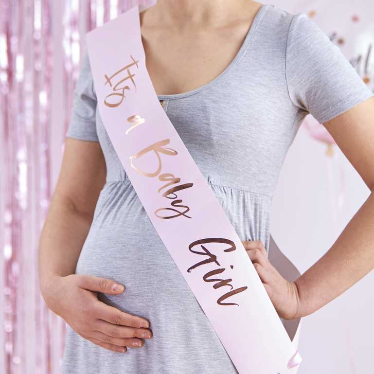 It's a Baby Girl Pink Baby Shower Gender Reveal Sash