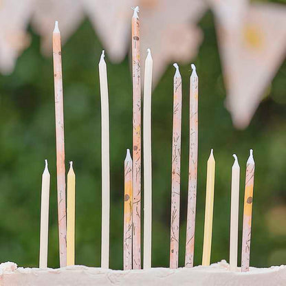 Tall Floral Theme Birthday Candles