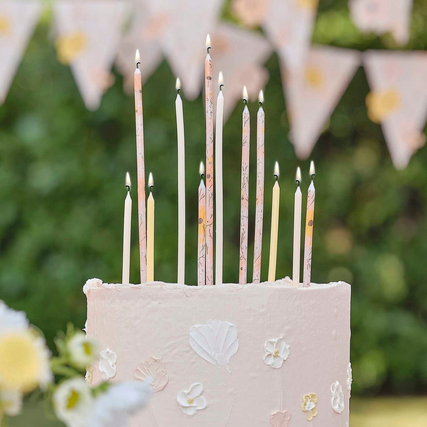 Tall Floral Theme Birthday Candles