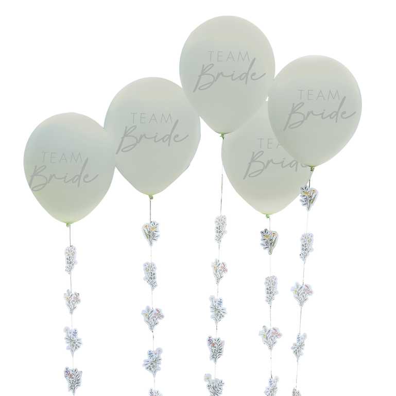 Team Bride Hens Party Balloons with Floral Tails