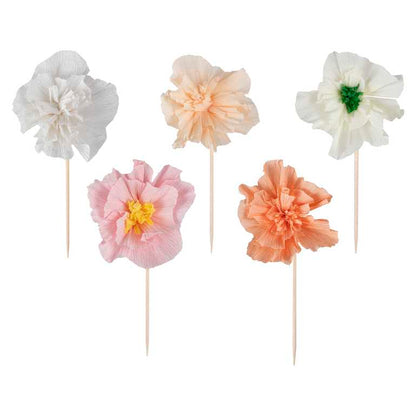 Tissue Paper Flower Birthday Party Cupcake Toppers