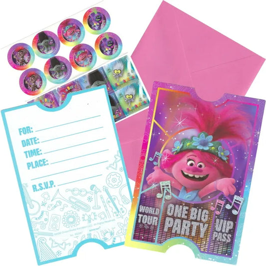 Trolls World Tour Poppy Birthday Party Invitations Pack