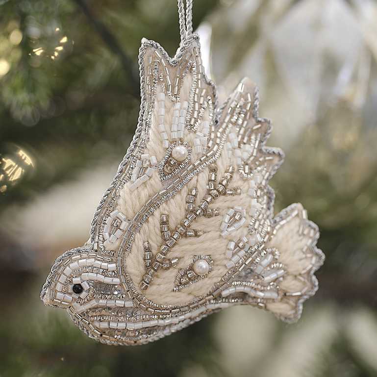 Turtle Dove Beaded Christmas Tree Ornament Decoration