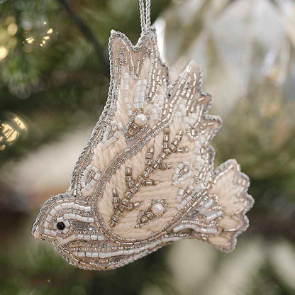 Turtle Dove Beaded Christmas Tree Ornament Decoration