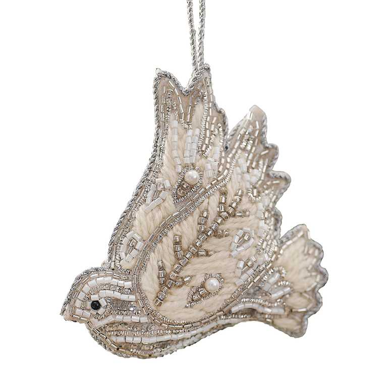 Turtle Dove Beaded Christmas Tree Ornament Decoration