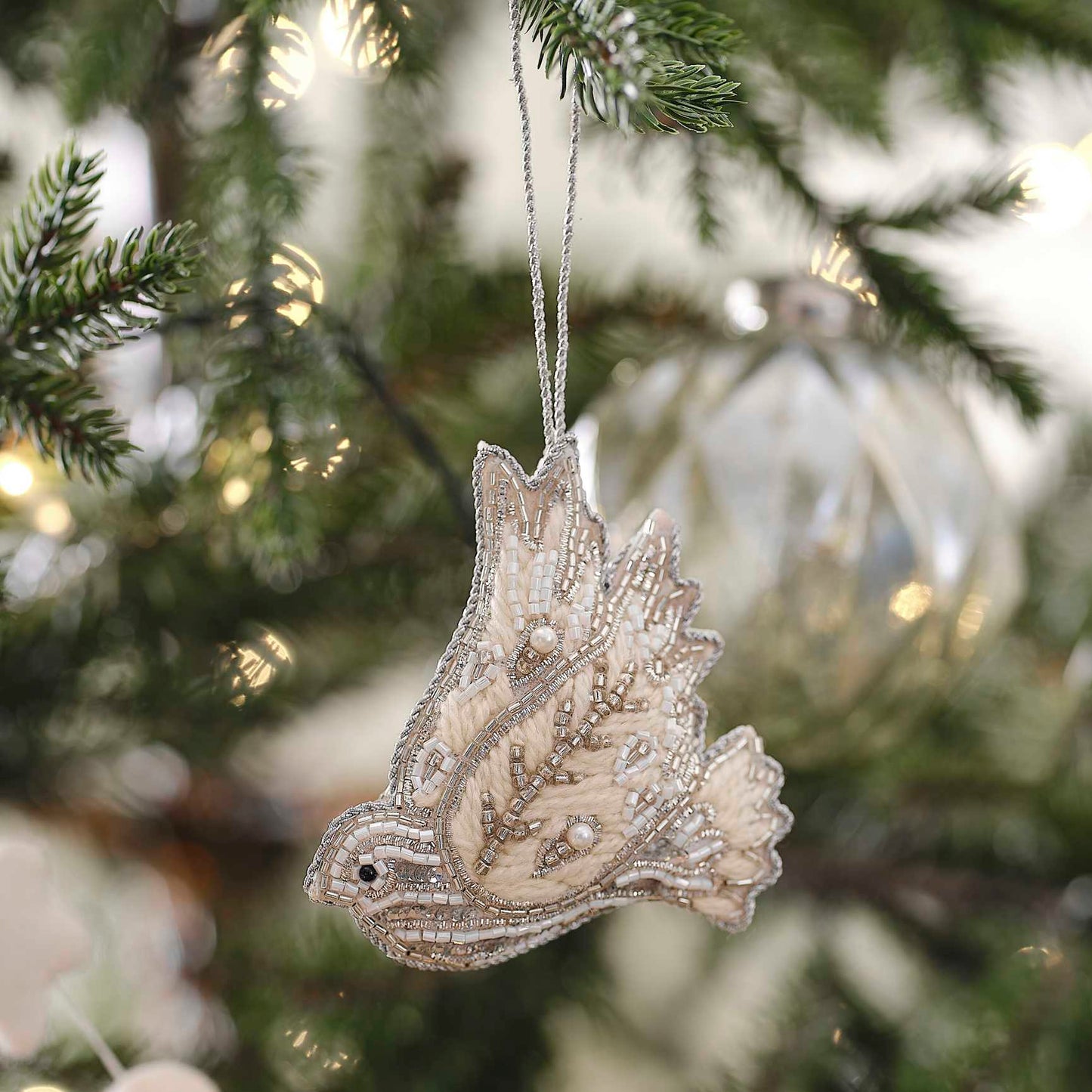 Turtle Dove Beaded Christmas Tree Ornament Decoration