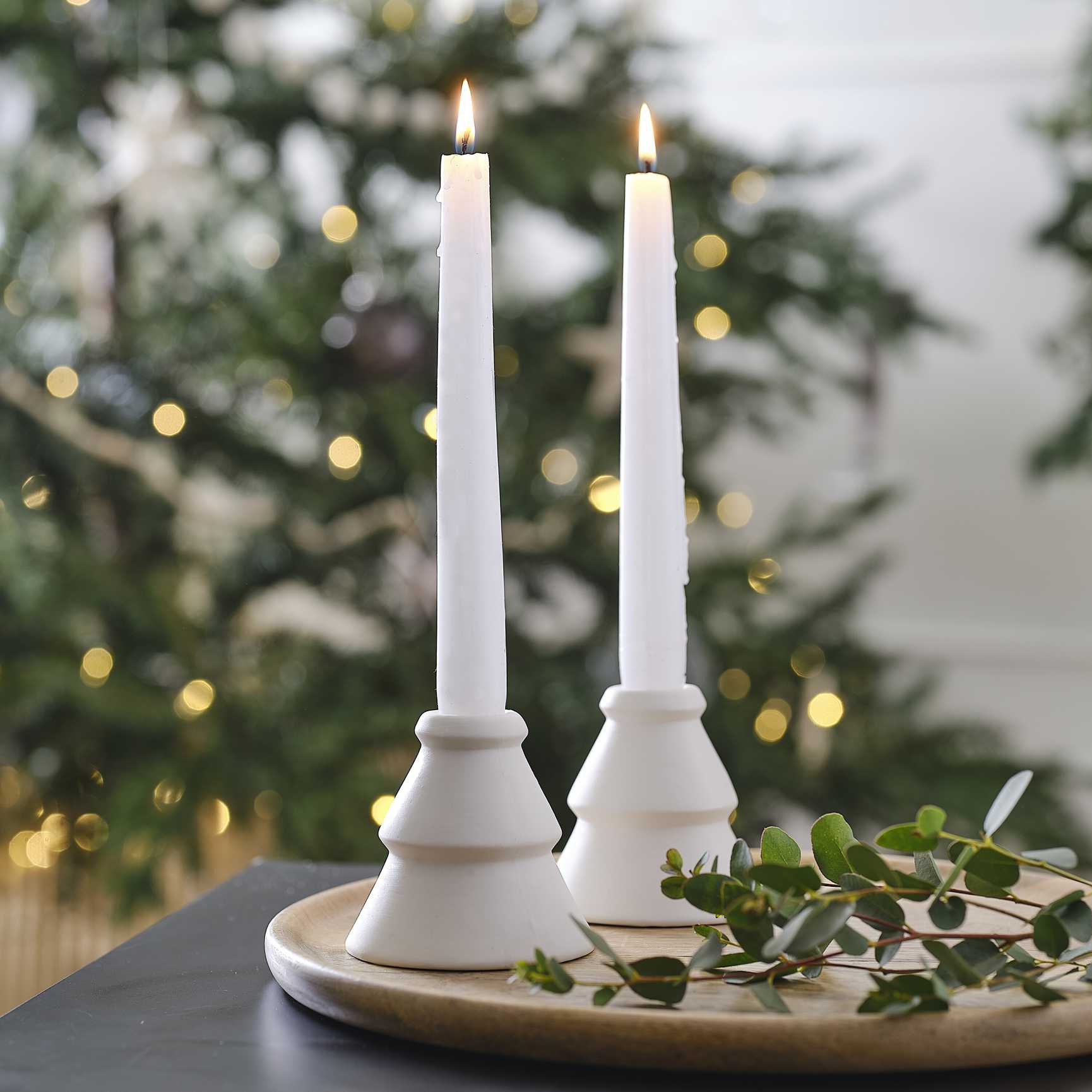 white ceramic christmas tree candle holders decoration