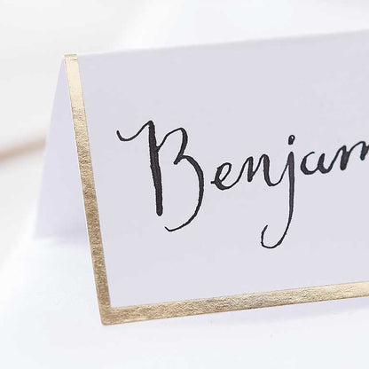 White & Gold Foiled Name Place Cards