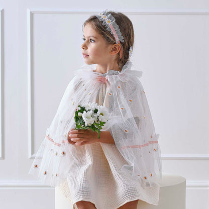 White & Pink Daisy Flower Costume Cape