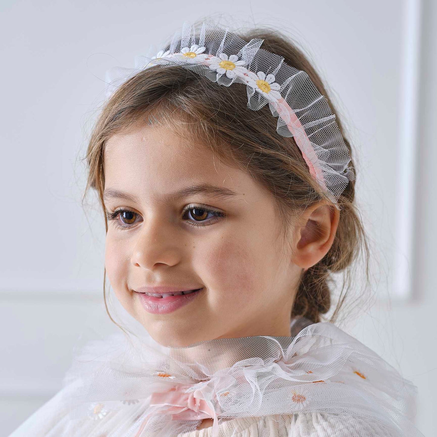 White & Pink Daisy Flower Headband Crown