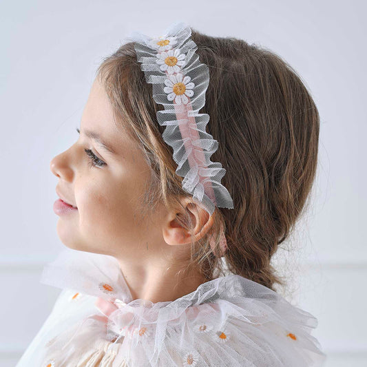 White & Pink Daisy Flower Headband Crown