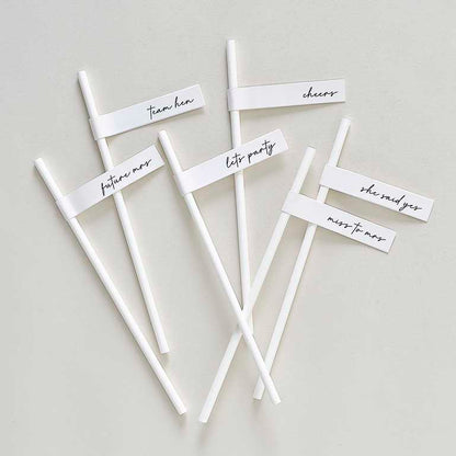 White Team Bride Hens Party Paper Straws