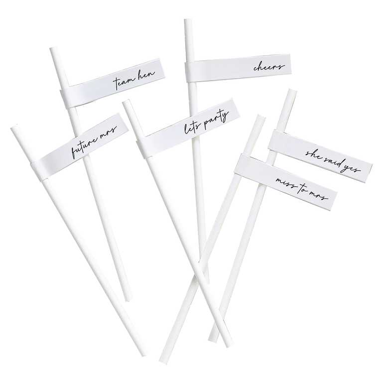 White Team Bride Hens Party Paper Straws