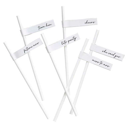 White Team Bride Hens Party Paper Straws