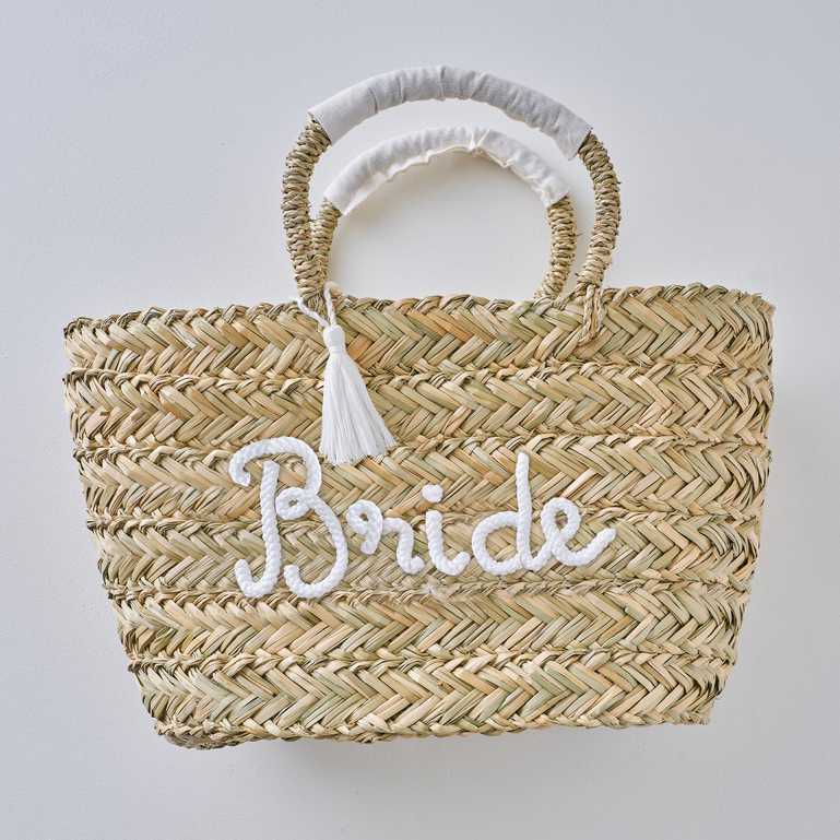 Woven Rattan Bride Bag with Tassels