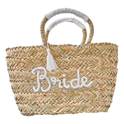 Woven Rattan Bride Bag with Tassels