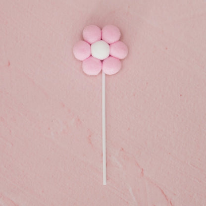 Pink Daisy Pom Pom Cake Topper