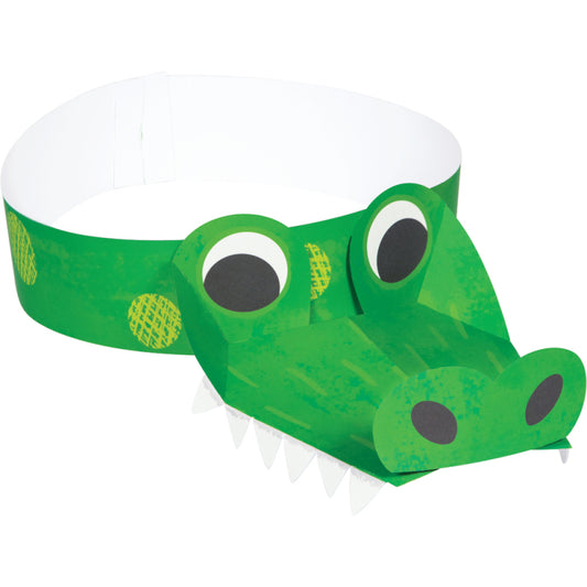 Alligator Crocodile Paper Party Hat Headbands Pk 8