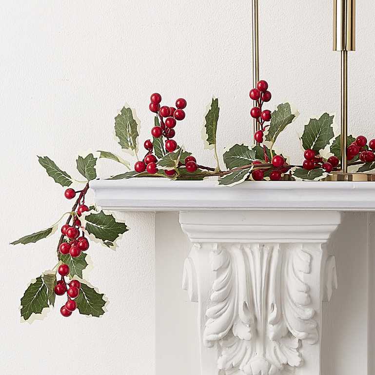 Artificial Christmas Holly Leaves Garland Decoration