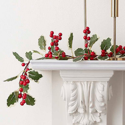 Artificial Christmas Holly Leaves Garland Decoration