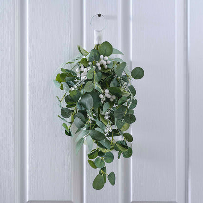 Artificial Eucalyptus White Berries Christmas Front Door Swag Wreath