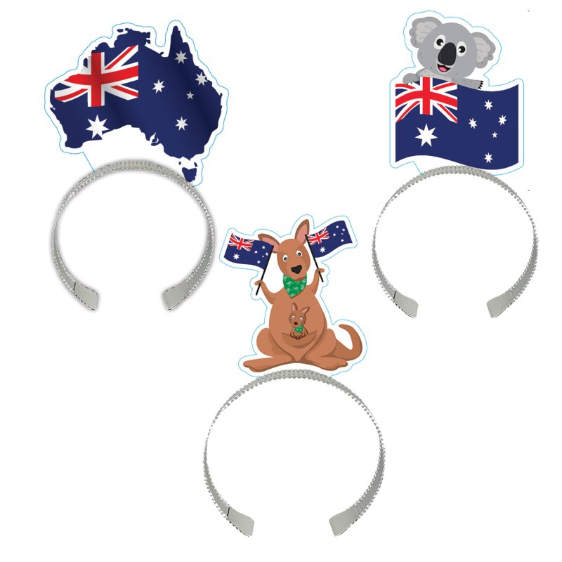 Australia Day Flags & Kangaroo Party Headbands