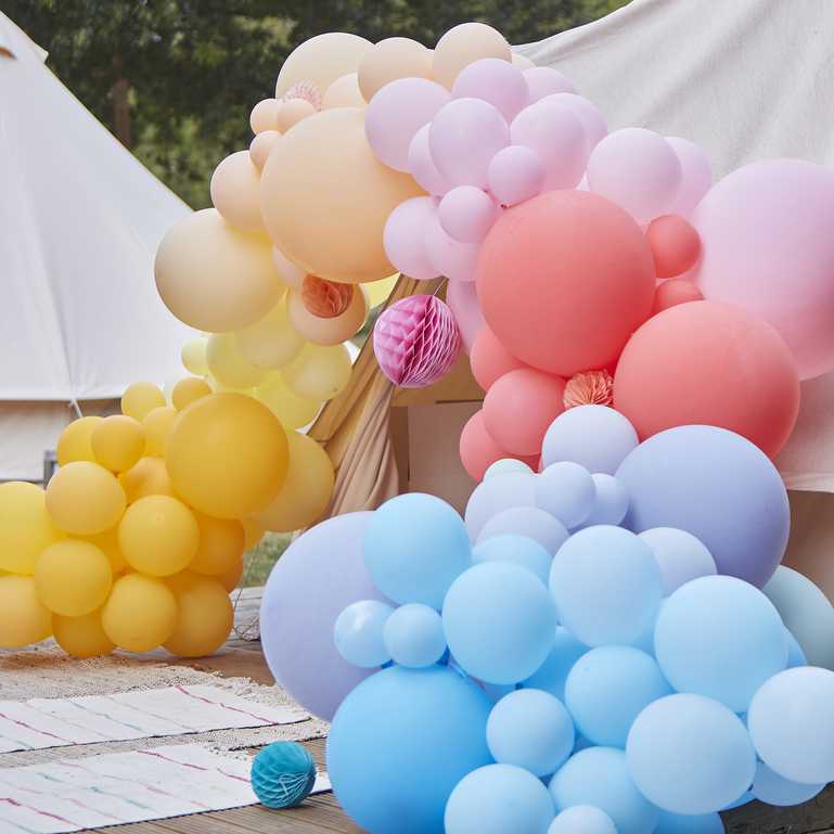 bright colourful rainbow DIY balloon garland arch kit party decorations