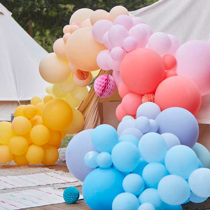 bright colourful rainbow DIY balloon garland arch kit party decorations