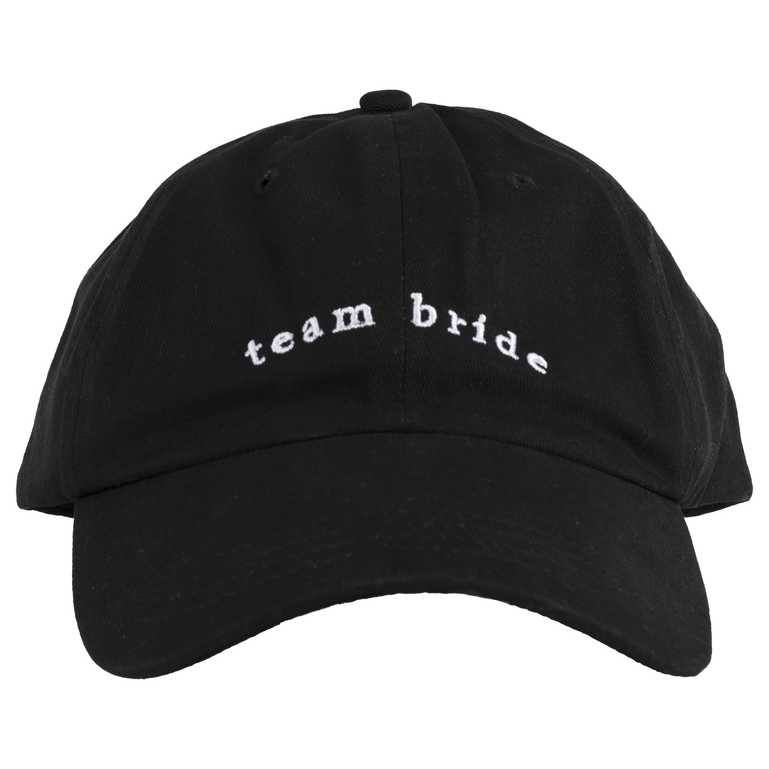 Black Team Bride  Embroidered Bridesmaid Hens Party Cap Hat